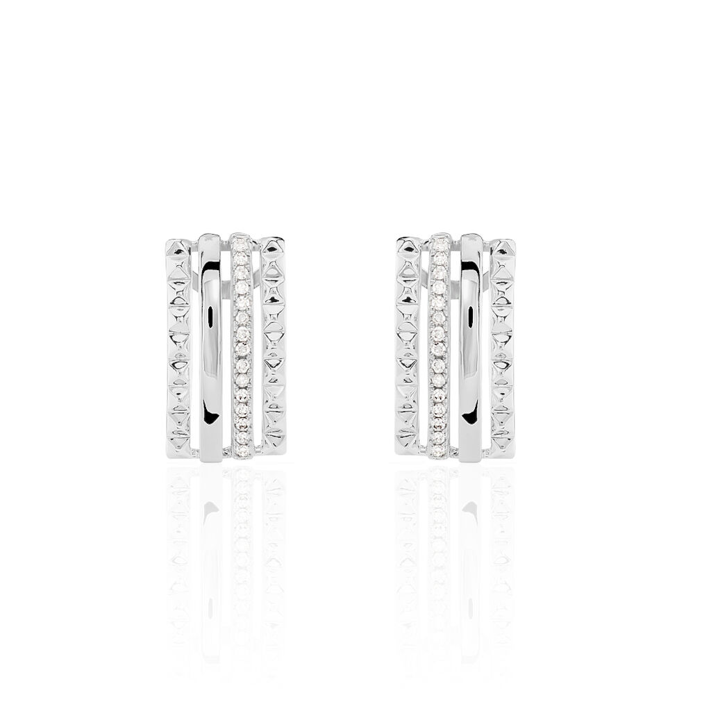 Boucles D'oreilles Puces Rock Or Blanc Diamant - Spannringe Damen | OROVIVO