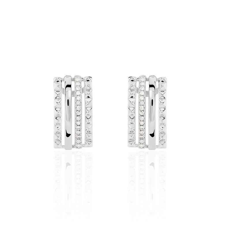 Boucles D'oreilles Puces Rock Or Blanc Diamant - Spannringe Damen | OROVIVO