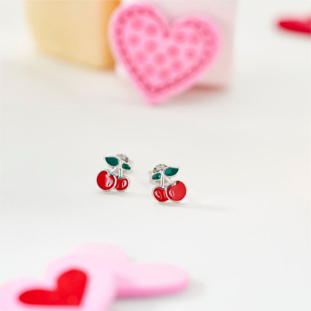 Kinder Ohrstecker Silber 925 Kirsche