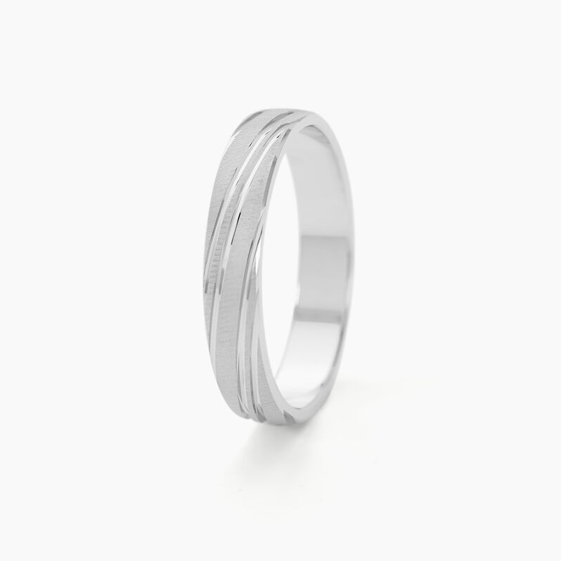 Alliance Eros Brossee Ruban Plat Or Blanc - Spannringe Familie | OROVIVO