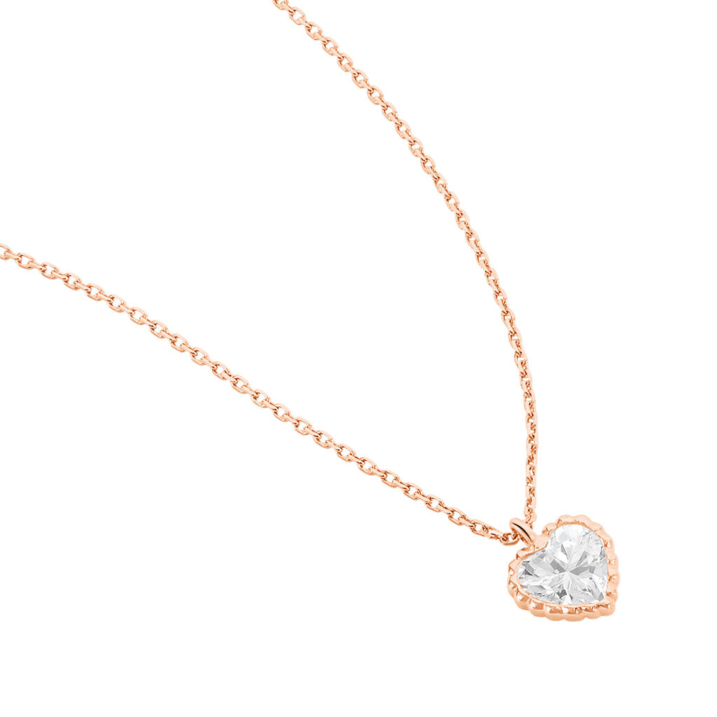 DOTTI Damen Collier Rosegold 375 (9 Karat) Zirkonia Wei&szlig; 0,8 ct Herz
