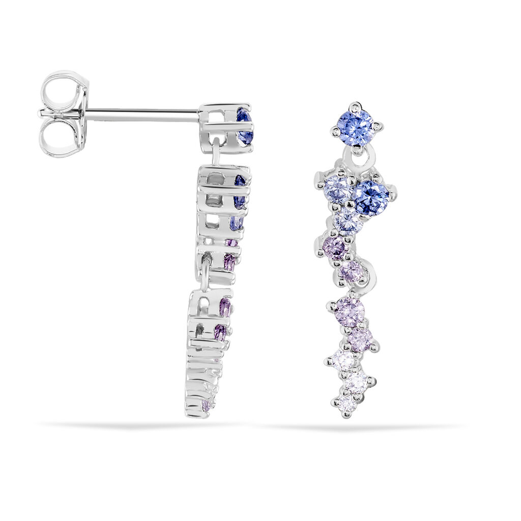 INA Damen Ohrringe Lang Silber 925 Zirkonia Multicolour