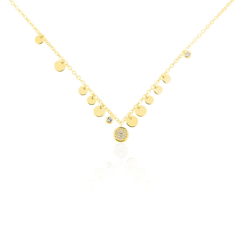 SIMBA Damen Collier Silber vergoldet 925 Zirkonia Wei&szlig; Kreis - Halsketten Damen | OROVIVO