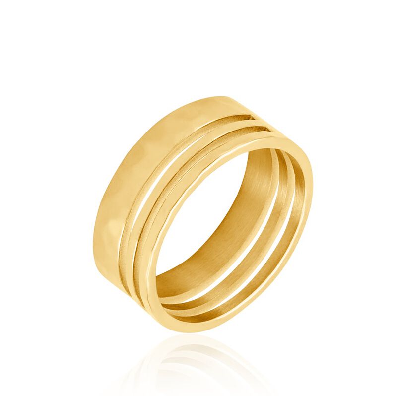 Bague Acier Dore Yvanelle Triple Rangs - Spannringe Damen | OROVIVO