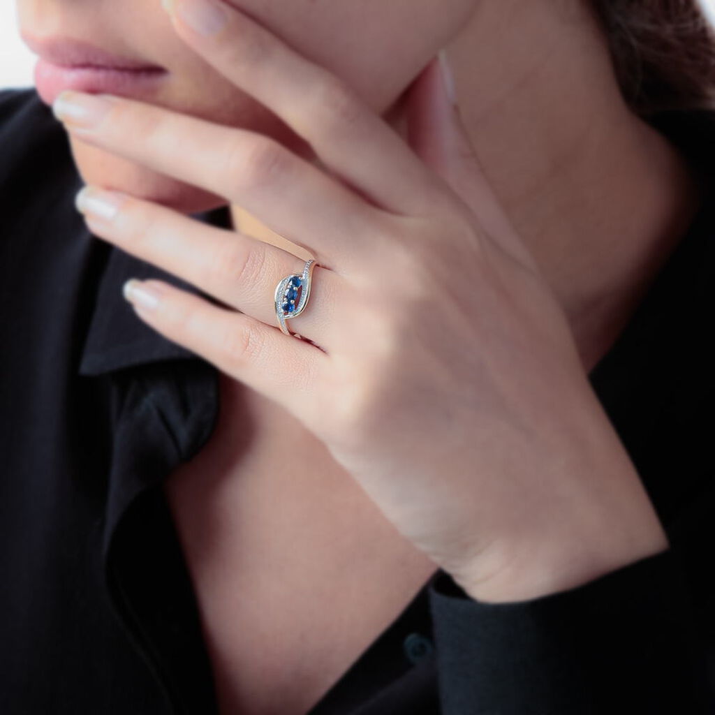 Bague Aurora Or Bicolore Saphir Et Diamant - Ringe mit Stein Damen | OROVIVO