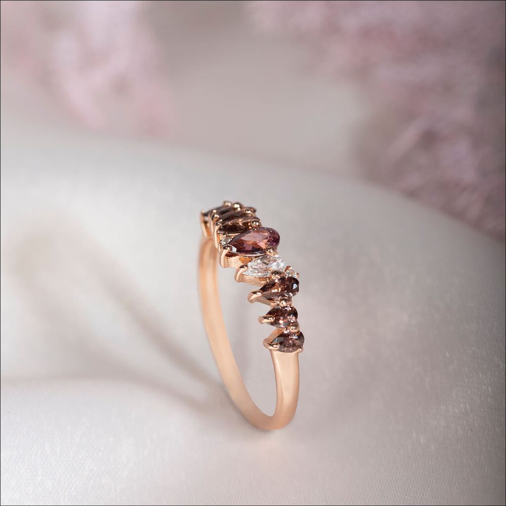 Pavéring Silber 925 Rosé Vergoldet Rosa Zirkonia - Hochzeitsringe Damen | OROVIVO