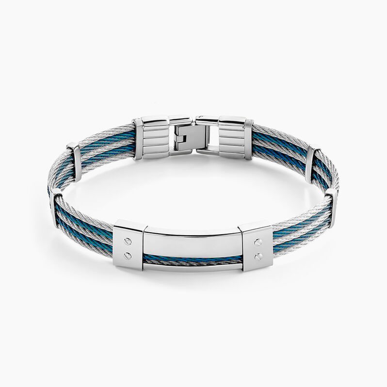 Bracelet Jourdan Herens Cable Acier Pvd Bleu - Spannringe Herren | OROVIVO