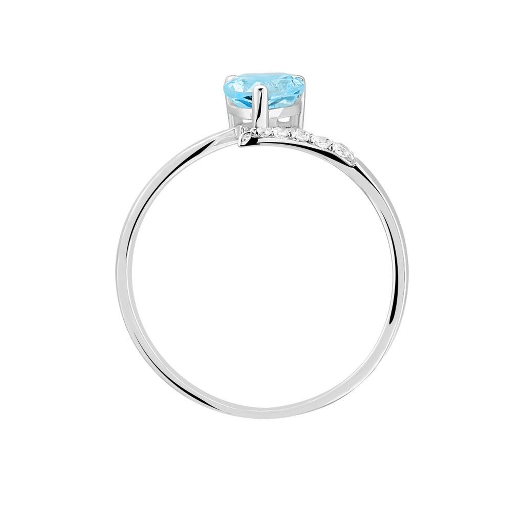Bague Eva Or Blanc Topaze Et Diamant - Spannringe Damen | OROVIVO