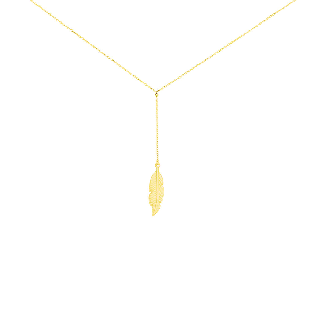Collier Or Jaune Aubaine Motif Plume - Spannringe Damen | OROVIVO