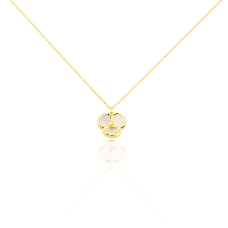BLUME Damen Collier Gold 375 (9 Karat) Perlmutt Perlmutt 0,17 ct Blume - Halsketten Damen | OROVIVO