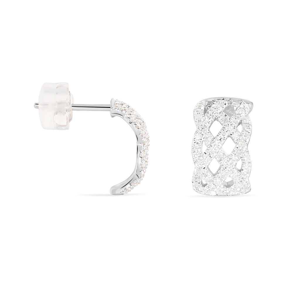 Boucles D'oreilles Puces Yelena Or Blanc Diamant - Spannringe Damen | OROVIVO