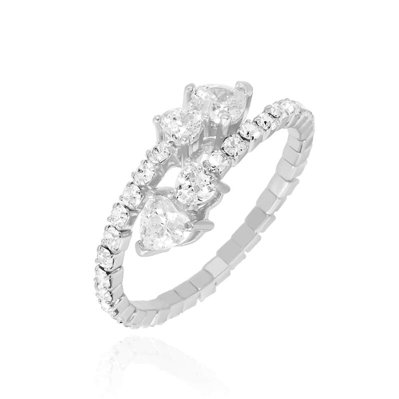 Anello in metallo rodiato e strass - Spannringe Damen | OROVIVO