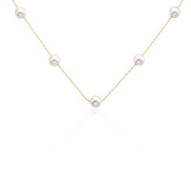 Damen Perlenkette Gold 585 Akoyaperlen 5mm - Ketten ohne Anhänger Damen | OROVIVO