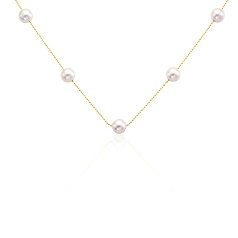 Damen Perlenkette Gold 585 Akoyaperlen 5mm - Halsketten Damen | OROVIVO