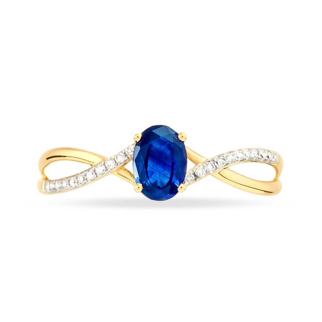 Bague Nicole Or Jaune Saphir Et Diamant - Spannringe Damen | OROVIVO