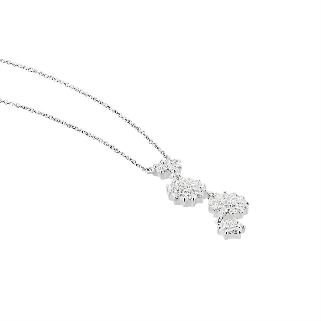 PARISA Damen Collier Silber 925 Zirkonia Wei&szlig; 0,05 ct Blume