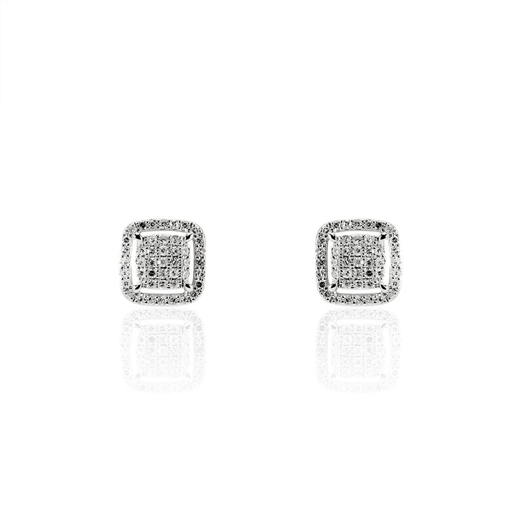 Boucles D'oreilles Puces Alessia Or Blanc Diamant - Spannringe Damen | OROVIVO