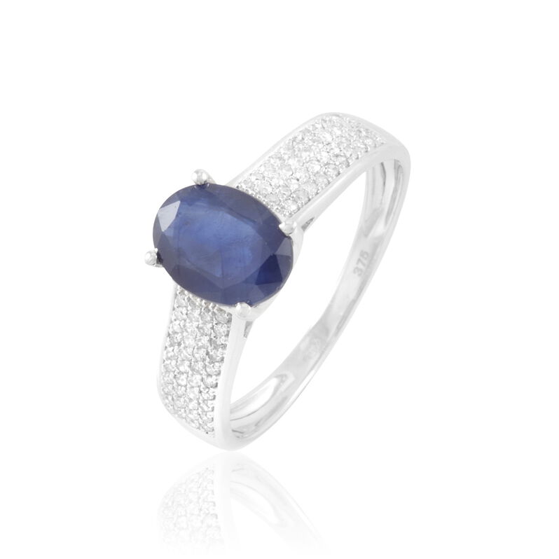 Bague Crista Or Blanc Saphir Et Diamant - Spannringe Damen | OROVIVO