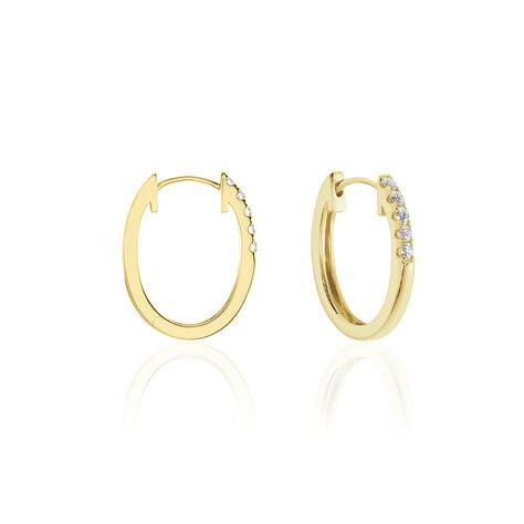 CELIN Damen Creolen Gold 750 (18 Karat) Diamant Wei&szlig; 0,14 ct B 15,5 mm - Creolen Damen | OROVIVO