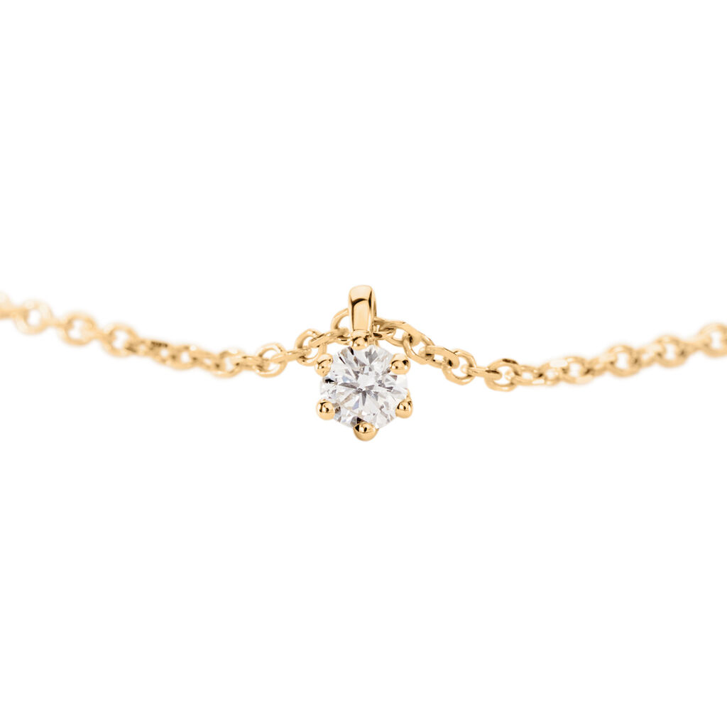 MONOPOLI Damen Collier Gold 585 (14 Karat) Diamant Wei&szlig; 0,060 ct