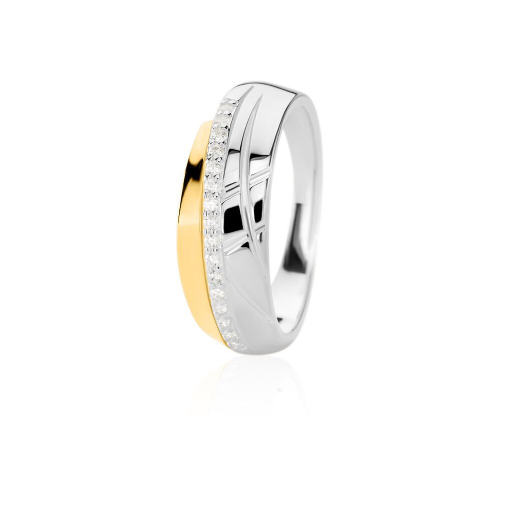 LILIANNA Damen Ring Silber Bicolor Gold/Silber 925 Zirkonia Wei&szlig;