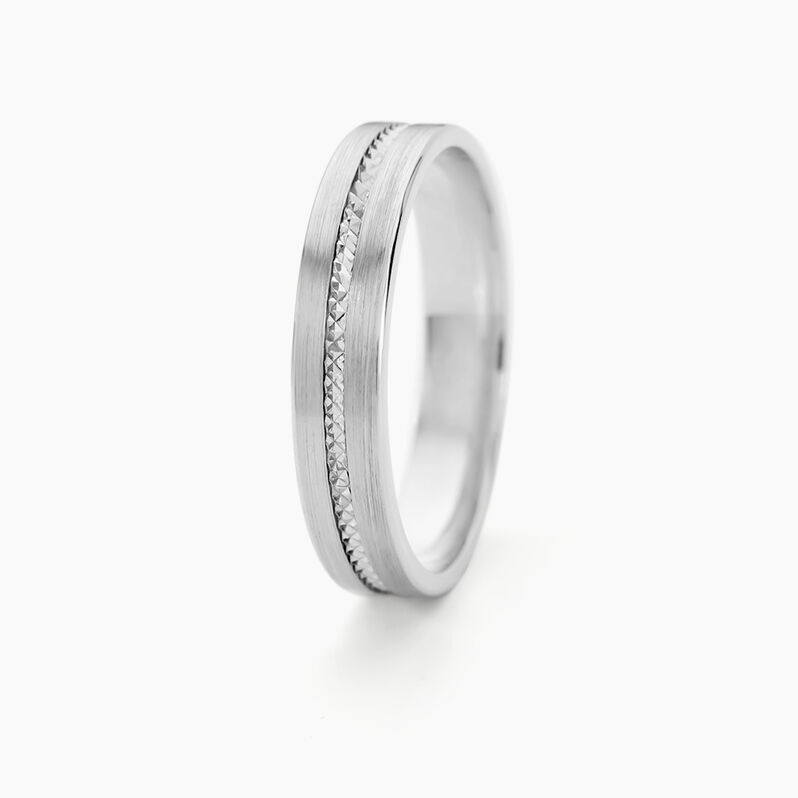 Alliance Nelcie Ruban Plat Argent Blanc - Spannringe Familie | OROVIVO