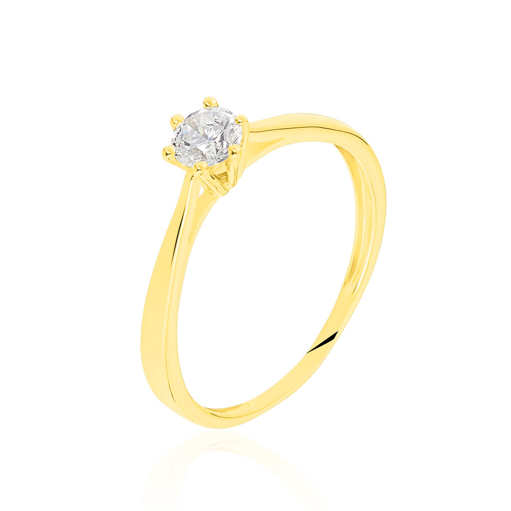 Damen Ring Gold 375 (9 Karat) Zirkonia Weiß 0,48 ct B 17 mm, Ring mit Stein