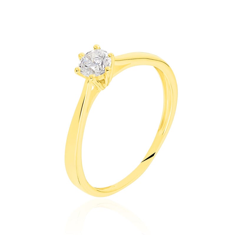 Damen Ring Gold 375 (9 Karat) Zirkonia Wei&szlig; 0,48 ct B 17 mm - Verlobungsringe Damen | OROVIVO