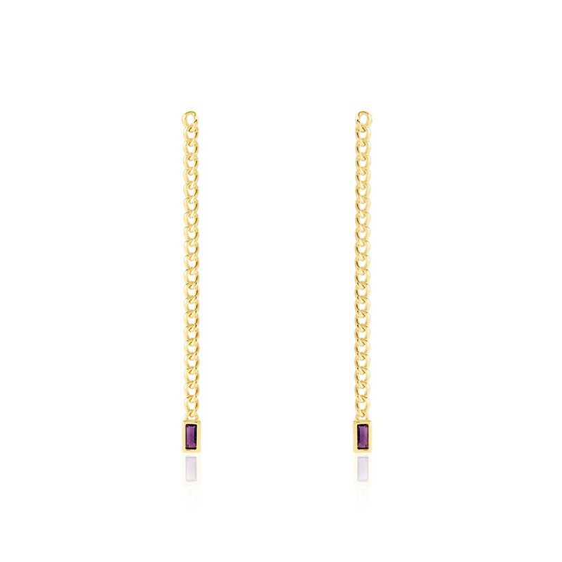 Boucles D'oreilles Pendantes Spyros Or Jaune Améthyste - Spannringe Damen | OROVIVO