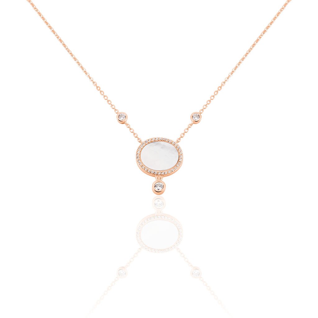 ALESSANDRINA Damen Collier Silber rosevergoldet 925 Zirkonia Weiß 2,43 ct Kreis, Collier mit Stein