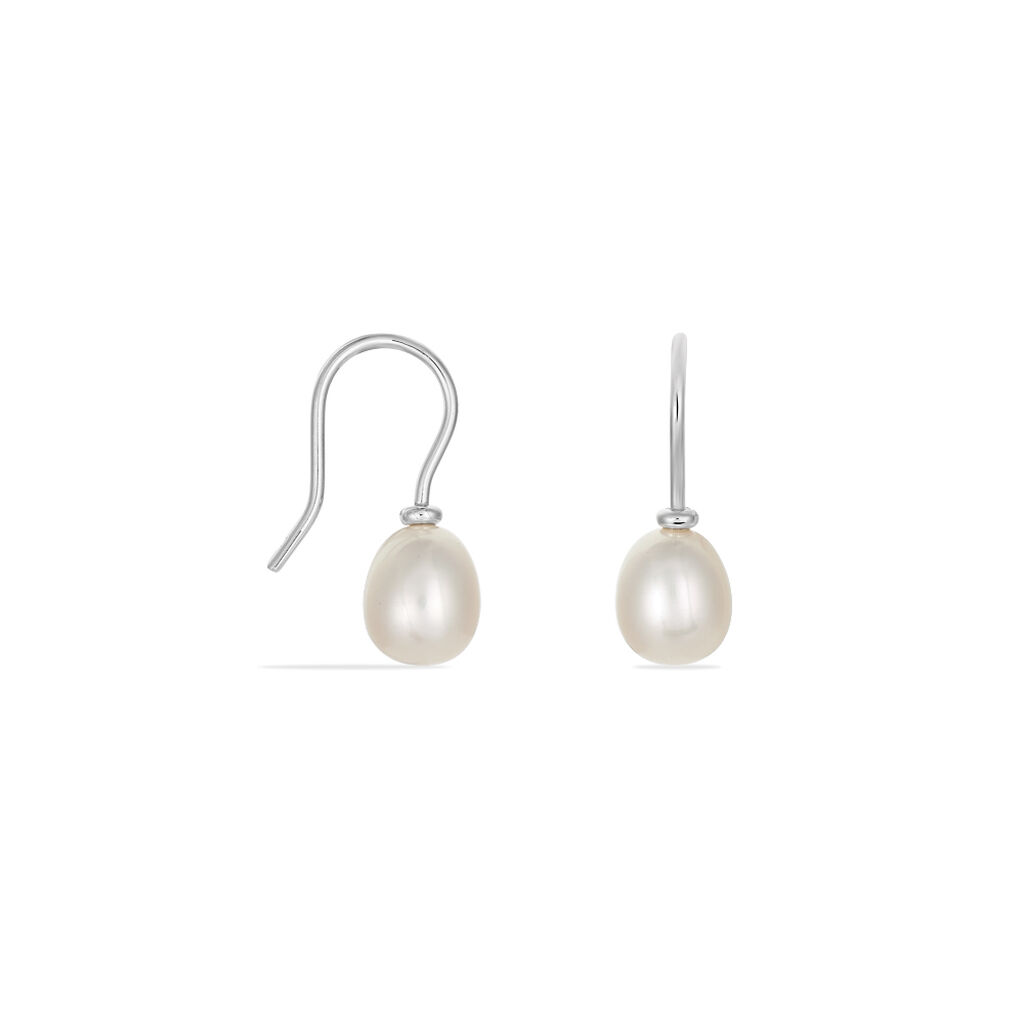 Damen Perlenohrringe Silber 925 Zuchtperle 7-8mm - Ohrhänger Damen | OROVIVO