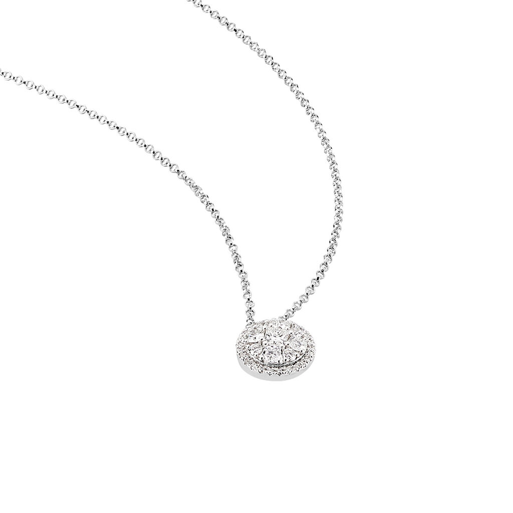HALB Damen Collier Wei&szlig;gold 750 (18 Karat) Diamant Wei&szlig; 0,13 ct