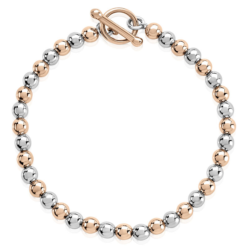 ZAYLA Damen Armband Silber Bicolor Silber/Ros&eacute;gold 925 Ball B 5 mm - Kugelarmb&auml;nder Damen | OROVIVO