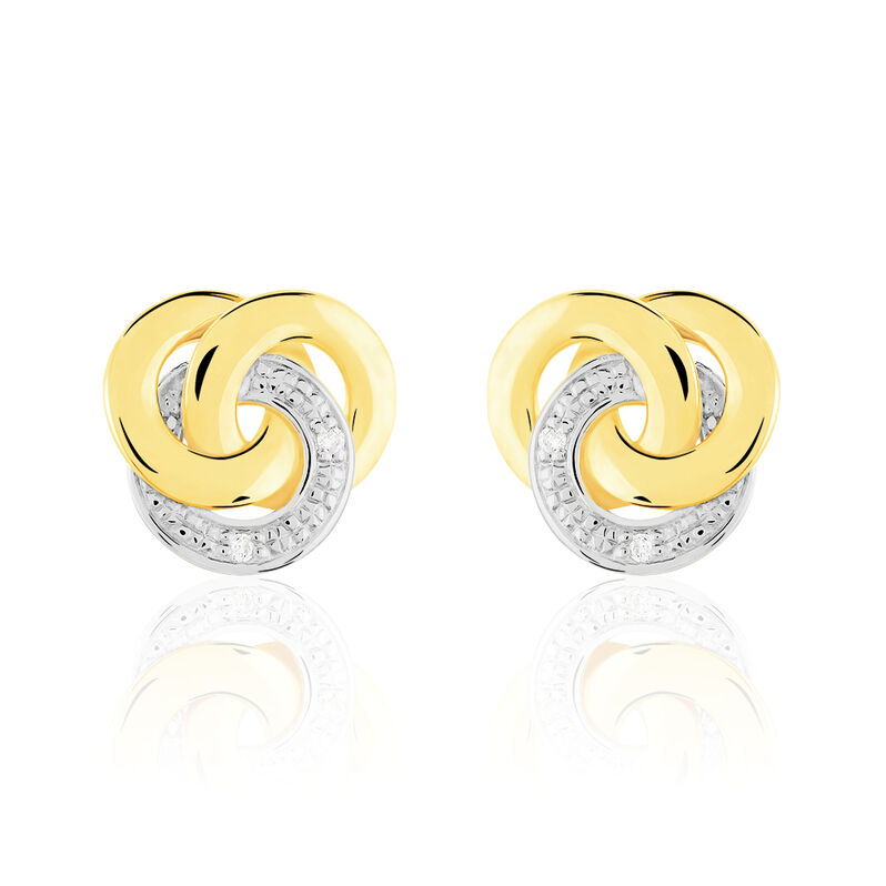 Damen Ohrstecker Gold Bicolor Gold/Silber 375 Diamant 0,02ct Kreis Safa 11,00mm  - Ohrstecker Damen | OROVIVO
