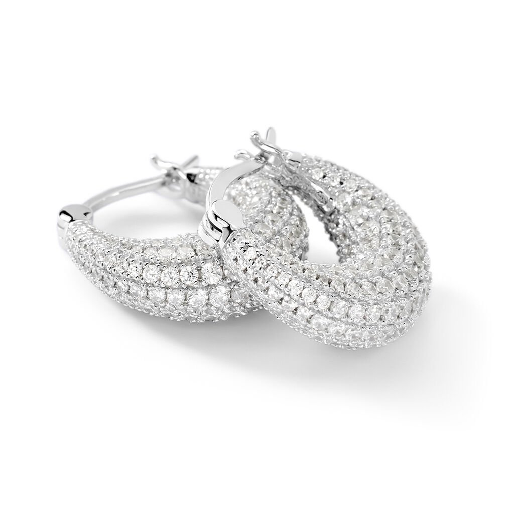 CATALINA Damen Creolen Silber 925 Zirkonia Wei&szlig; 2,72 ct Oval