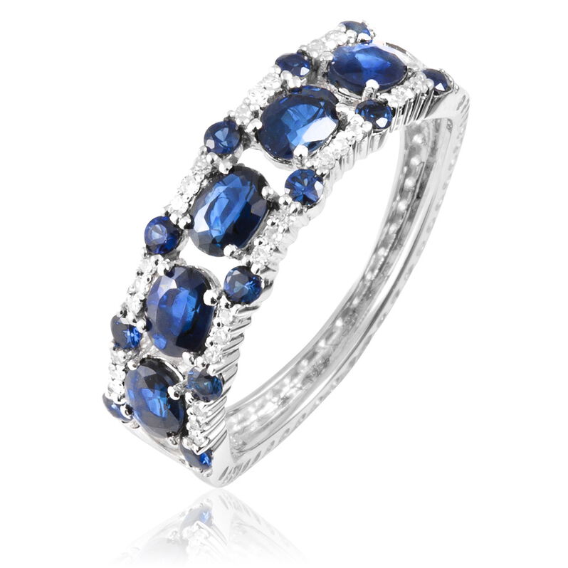 Bague Anny-france Or Blanc Saphir Et Diamant - Spannringe Damen | OROVIVO