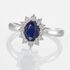 Kate Damen Ring Weißgold 375 (9 Karat) Saphir Blau 0,9 ct Oval