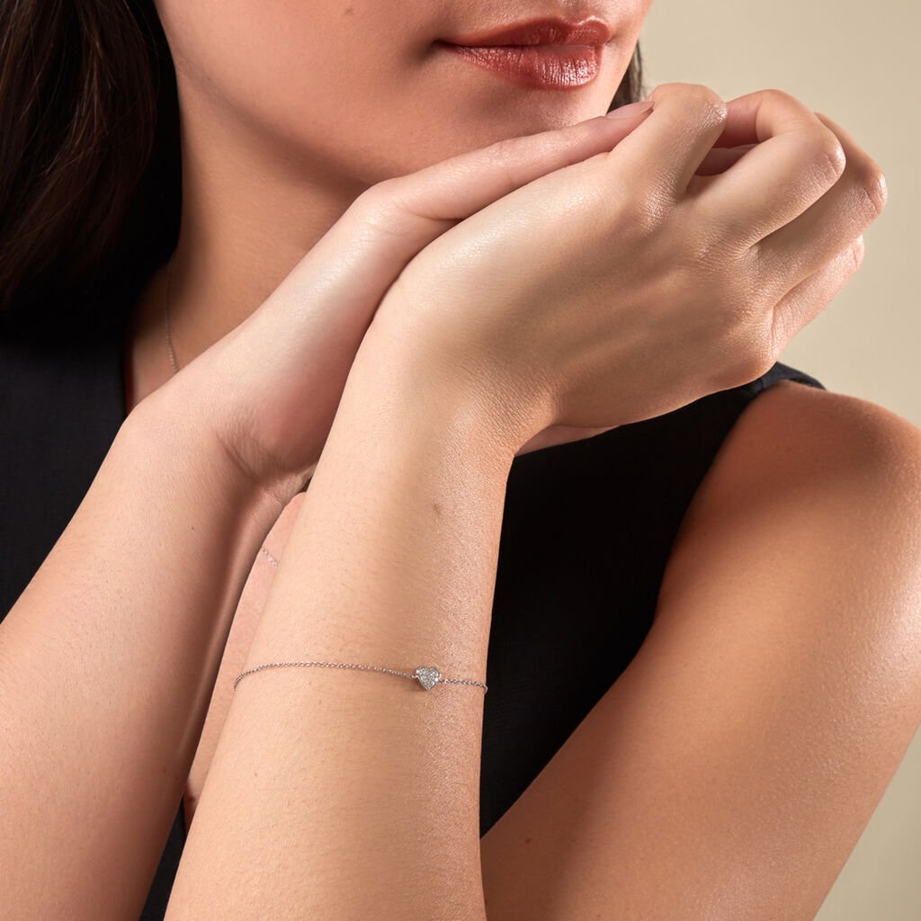 ABA Damen Armband Wei&szlig;gold 375 (9 Karat) Diamant Wei&szlig; 0,05 ct Herz