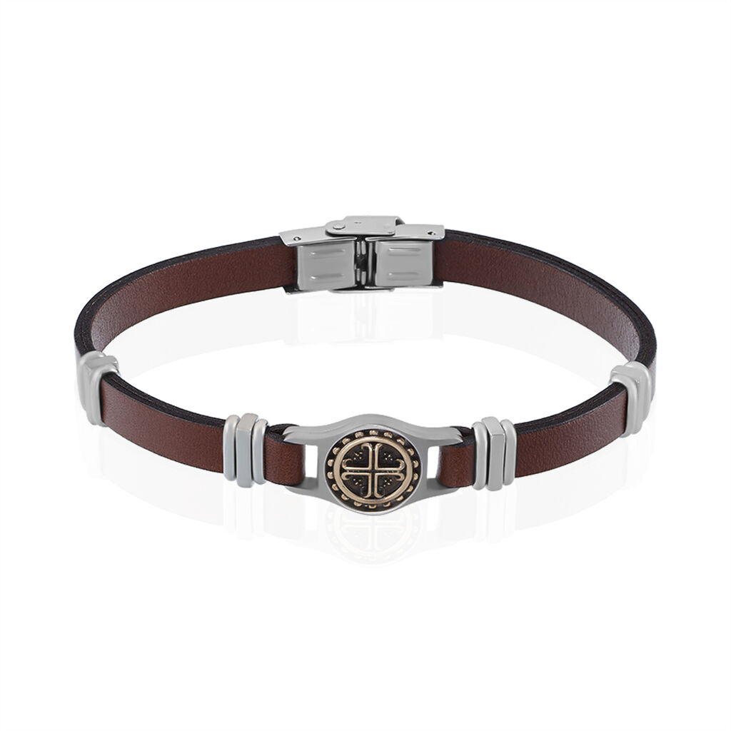 Herren Armband Leder Weiß Barren, Armband ohne Stein