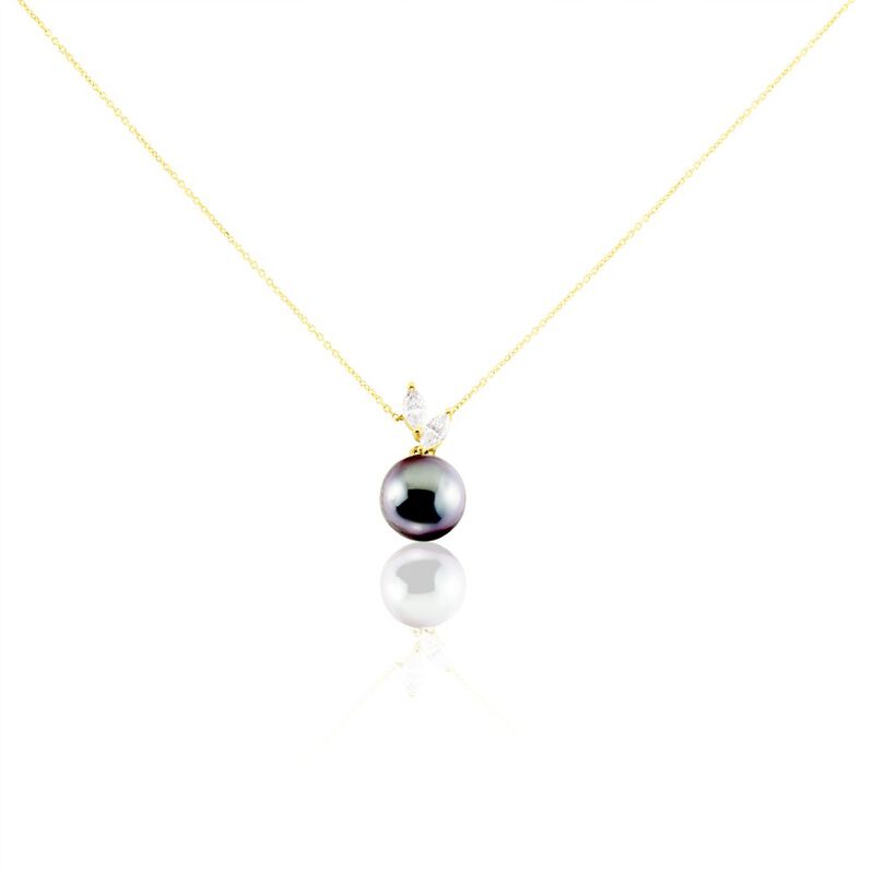 Collier Giuseppe Or Jaune Perle De Tahiti Oxyde Zirconium - Spannringe Damen | OROVIVO