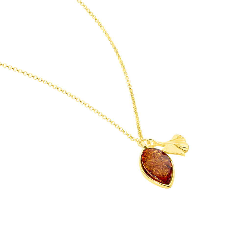 Collier Argent Dore Adriaa Ginkgo Ambre - Spannringe Damen | OROVIVO