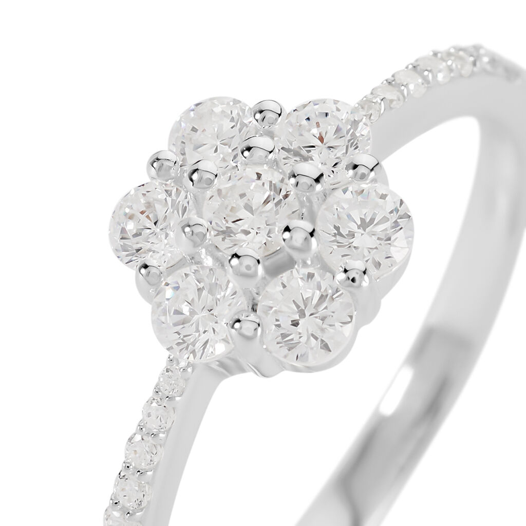 JAMILA Damen Ring Silber 925 Zirkonia Wei&szlig;