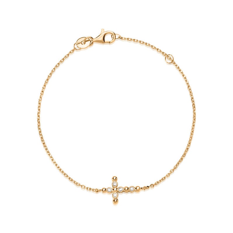 ASPEN Damen Armband Vergoldet Zirkonia Wei&szlig; Religi&ouml;ses Kreuz - Armb&auml;nder mit Anh&auml;nger Damen | OROVIVO