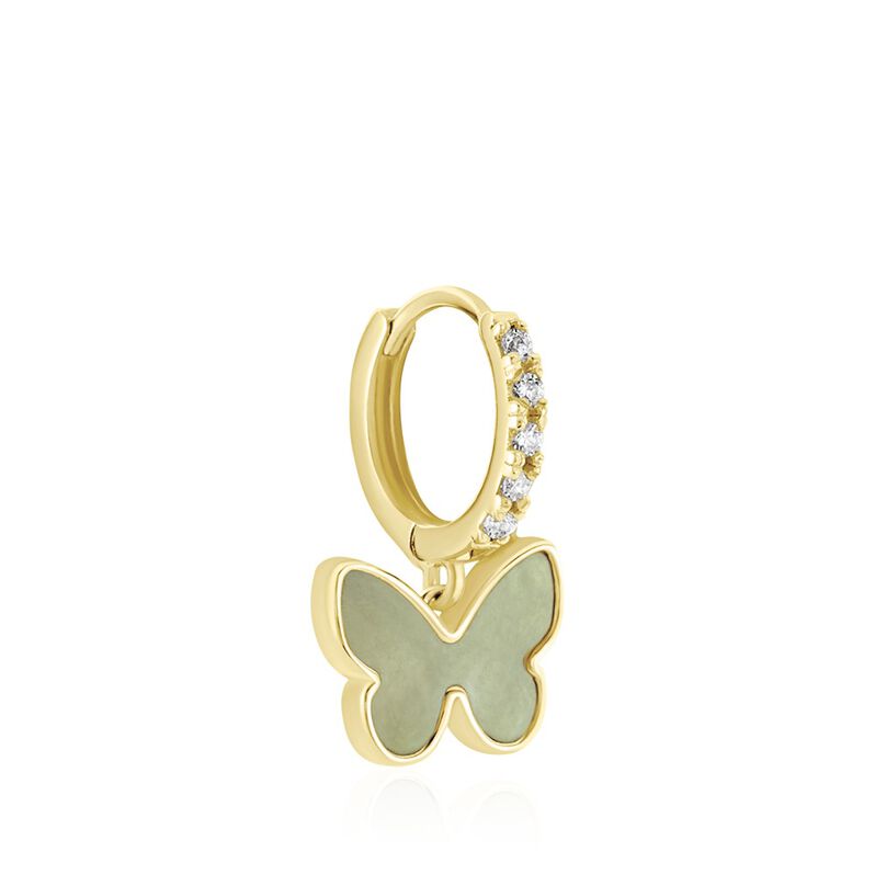 Créoles Argent Jaune Nacre Oxyde De Zirconium - Spannringe Damen | OROVIVO