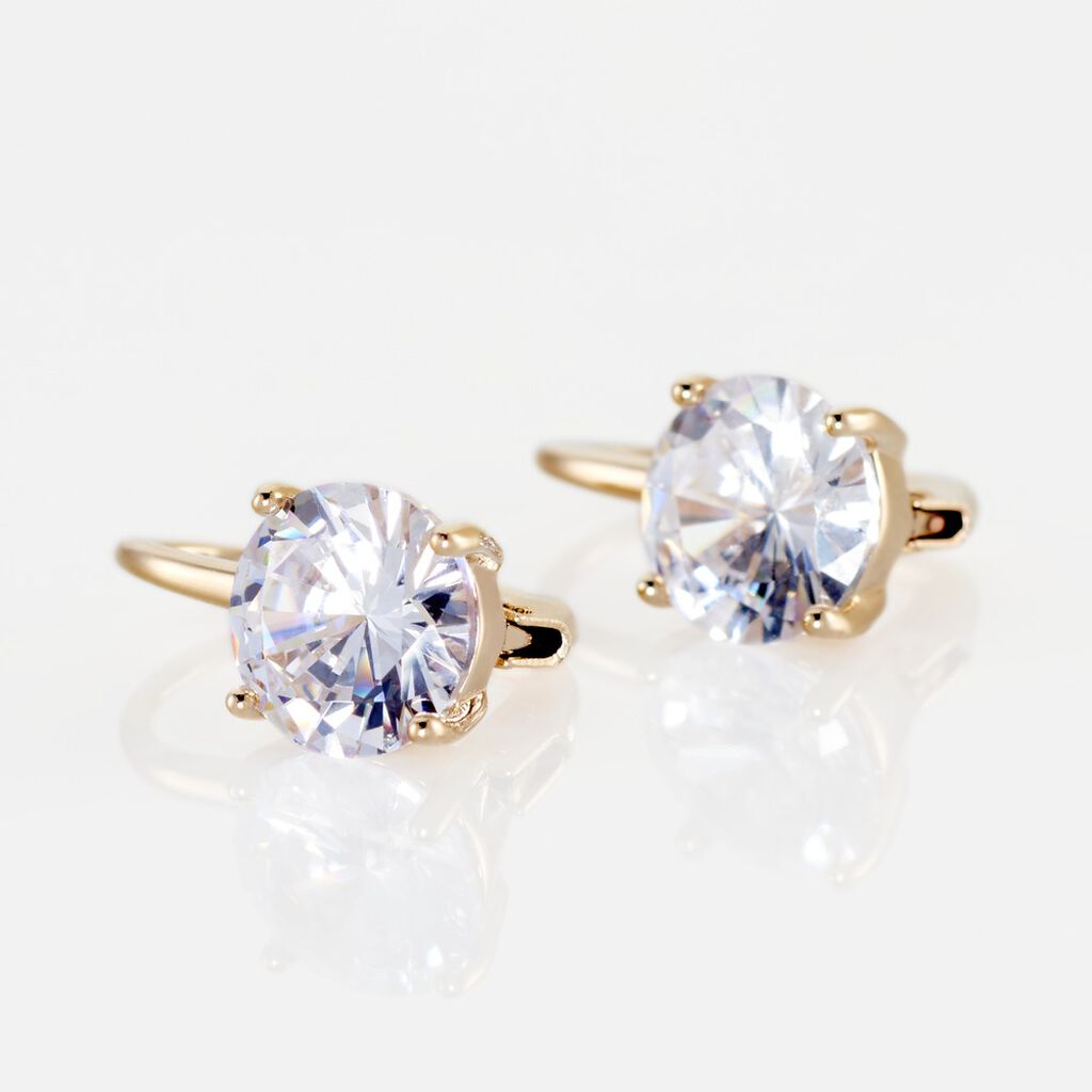 MASCHA Damen Ohrringe Lang Vergoldet 750 Zirkonia Wei&szlig; 1,38 ct