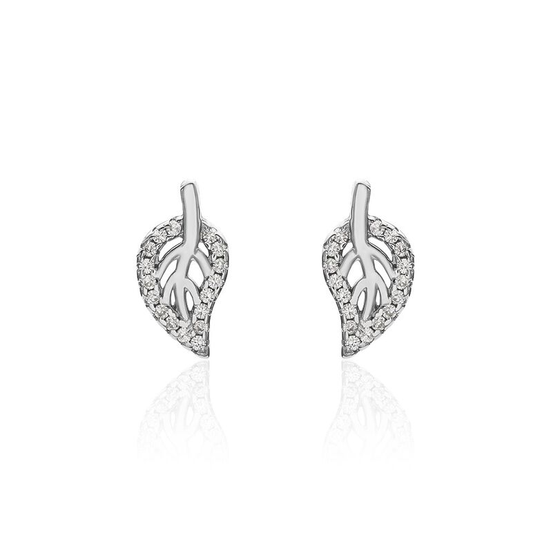 Damen Ohrstecker Silber 925 Zirkonia Blatt - Ohrstecker Damen | OROVIVO