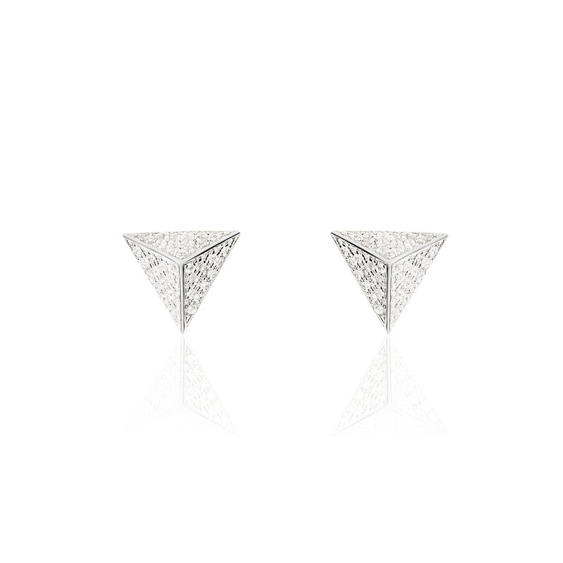 AMELLIA DREIECK 7 Damen Ohrstecker Silber 925 Zirkonia Wei&szlig; Dreieck - Ohrstecker Damen | OROVIVO