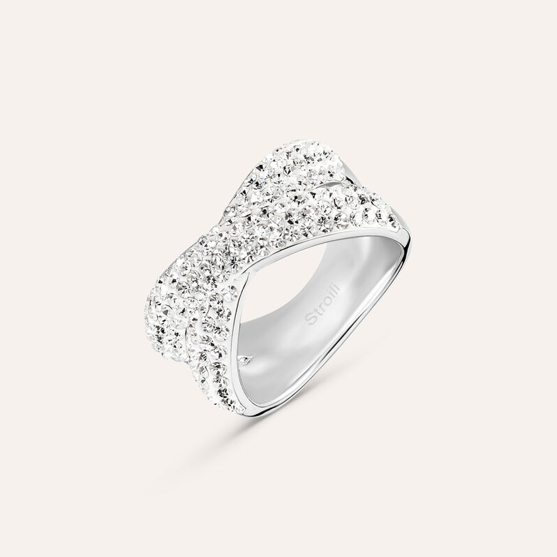 Anello Fascia Aura Acciaio Cristallo - Spannringe Damen | OROVIVO