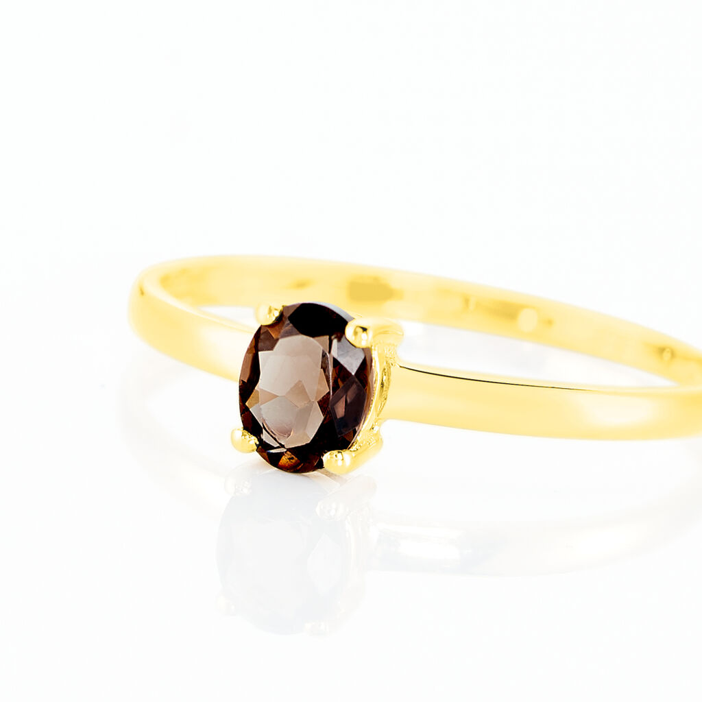 Bague Or Jaune Lily Quartz Fume - Spannringe Damen | OROVIVO