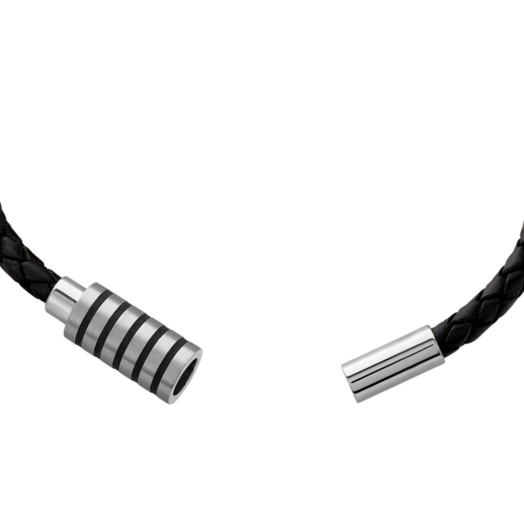Herren Lederarmband Edelstahl Schwarz - Armbänder Herren | OROVIVO